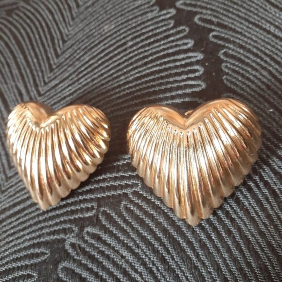 Zara Gold Heart-Shaped Statement Earrings - Picture 12 of 13